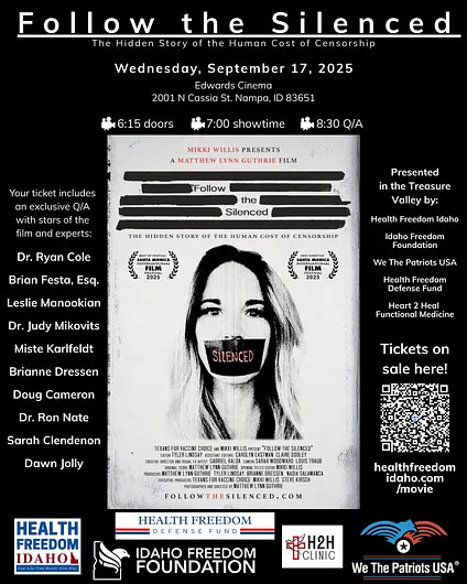 Watch Follow the Silenced in Nampa 09/17/25 7pm followed by Live Q&A