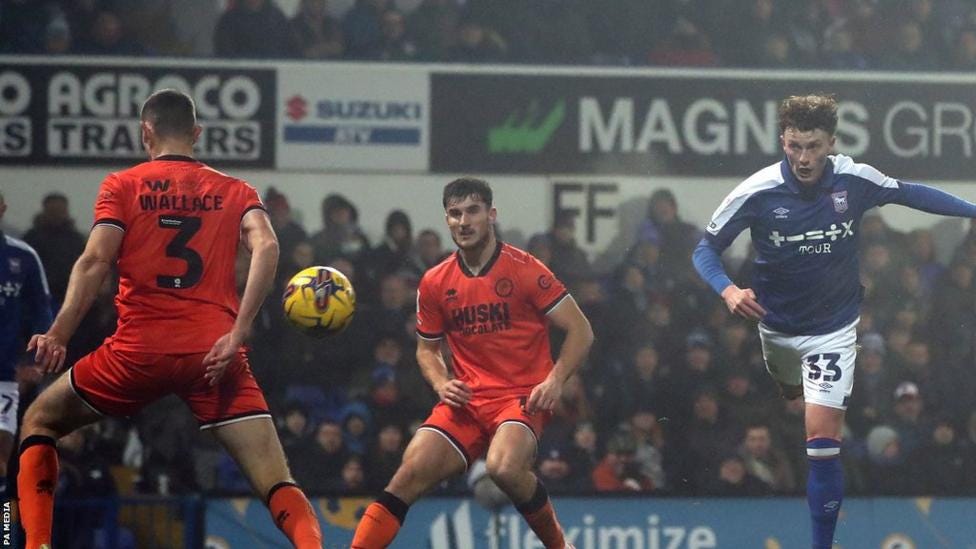 Nathan Broadhead heads Ipswich into a 3-0 lead against Millwall