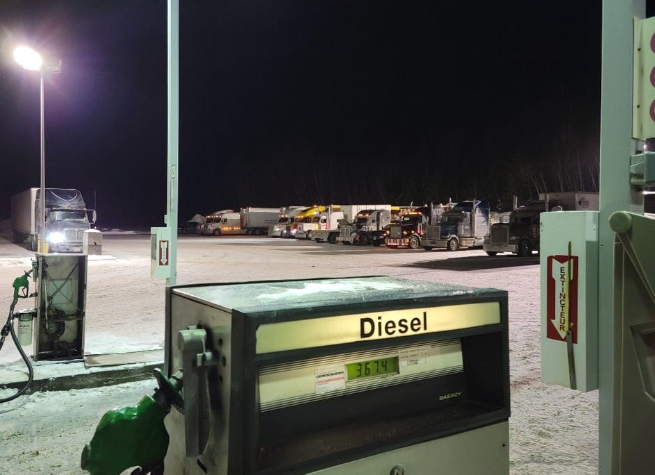 The fuel of freedom, Freedom Convoy 2022, Eastern Route. Photo by Mark Tholen.