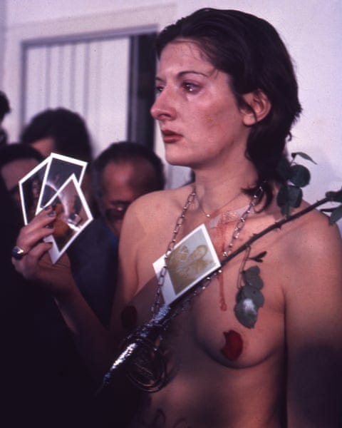 Shocking … Marina Abramović’s original performance in Naples in 1974. Shocking … Marina Abramović’s original performance in Naples in 1974.
