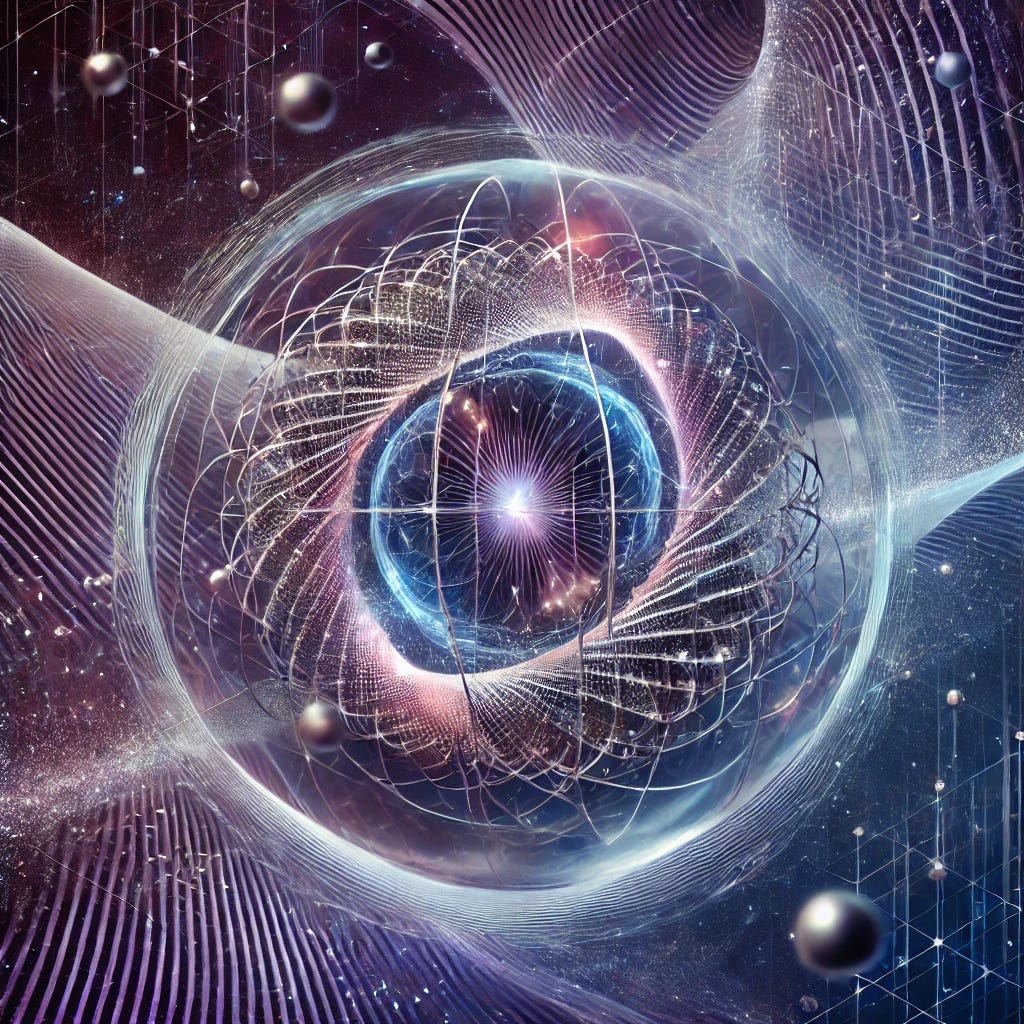 A conceptual, futuristic scientific illustration representing the Fiero Theory of Magnetivity. Visualize interconnected themes: magnetic fields interwoven with the fabric of space-time, influencing cosmic structures, and hinting at quantum entanglement. Include abstract representations of particles and field lines subtly shaping space-time curvature, with a cosmic background. Use deep blues, purples, and metallic accents to evoke a sense of mystery and exploration. The style should feel visionary and convey the speculative nature of the theory. A conceptual, futuristic scientific illustration representing the Fiero Theory of Magnetivity. Visualize interconnected themes: magnetic fields interwoven with the fabric of space-time, influencing cosmic structures, and hinting at quantum entanglement. Include abstract representations of particles and field lines subtly shaping space-time curvature, with a cosmic background. Use deep blues, purples, and metallic accents to evoke a sense of mystery and exploration. The style should feel visionary and convey the speculative nature of the theory.