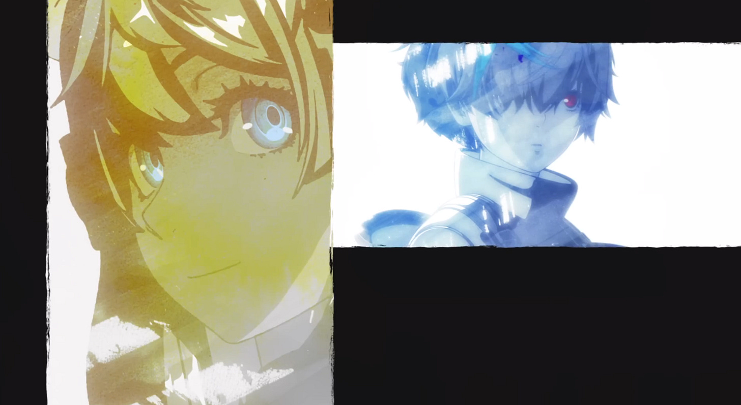 A vertical panel of Bridget tinted yellow next to a horizontal panel of Unika tinted blue.