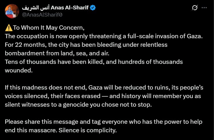 The martyrdom of Anas al-Sharif - Palestine Will Be Free 