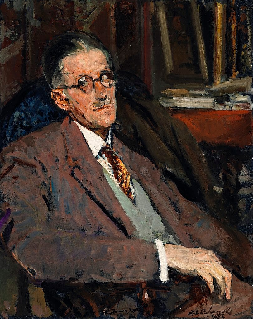 A portrait of James Joyce late in life