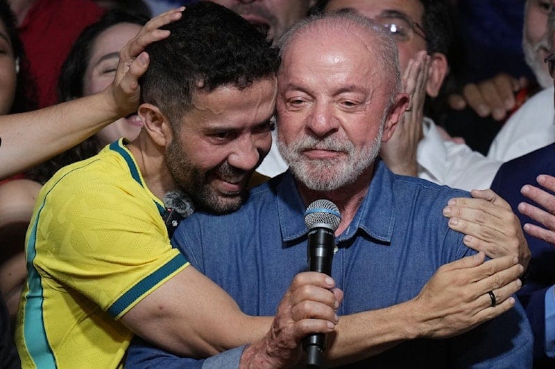 Brazilian lawmaker Andre Janones embraces President Luiz Inacio Lula da Silva as he delivers a victory speech after winning a fourth term in the presidential runoff in , Brazil, Sunday, Oct. 25, 2026 (AP) Brazilian lawmaker Andre Janones embraces President Luiz Inacio Lula da Silva as he delivers a victory speech after winning a fourth term in the presidential runoff in , Brazil, Sunday, Oct. 25, 2026 (AP)