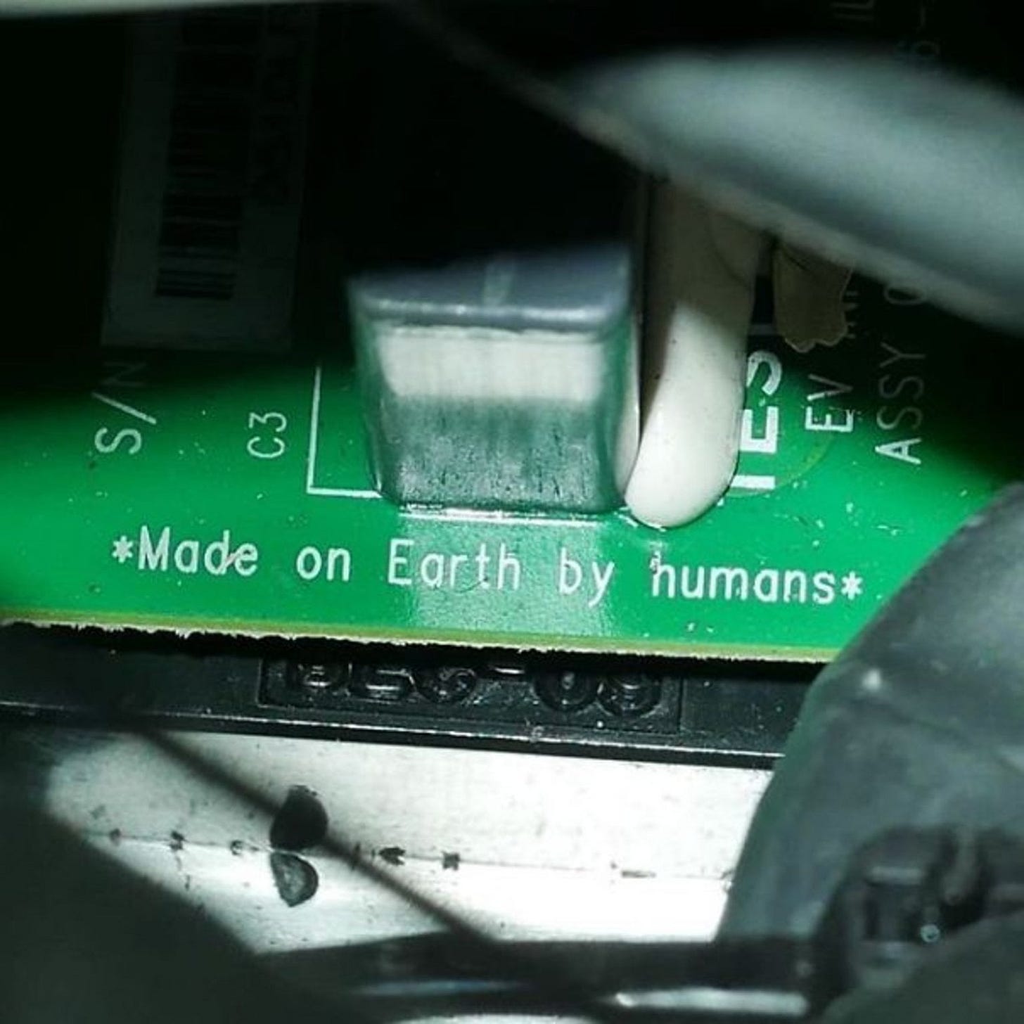 Made on Earth by humans* Printed on the circuit board of Elon Musk's Tesla  Roadster sent into deep space : r/space