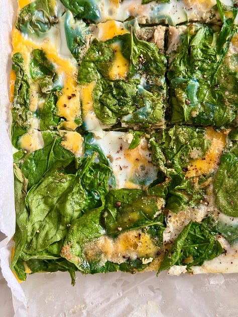 Bake-ahead egg & turkey breakfast casserole, bake-ahead veggie egg frittata, bake-ahead spinach & egg omelette