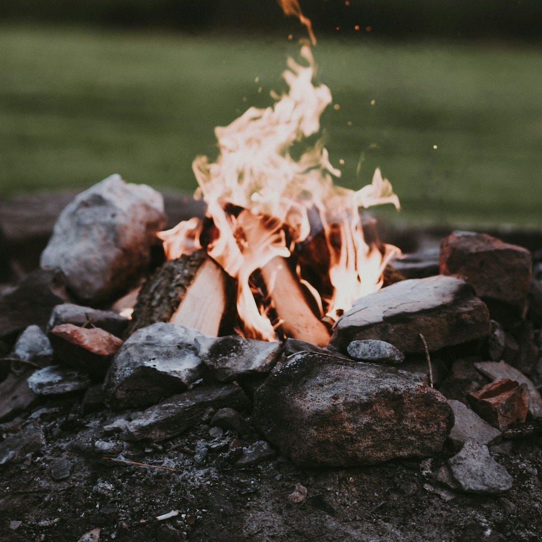 selective focus photography of bonfire