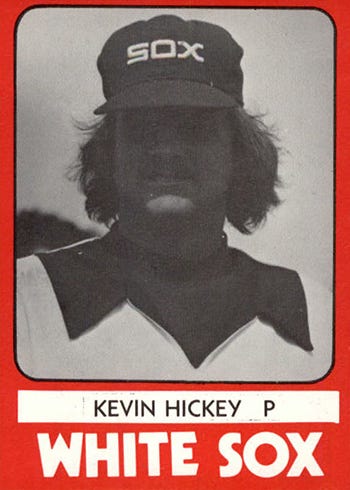 Shadowed Kevin Hickey headshot on Glens Falls White Sox baseball card.