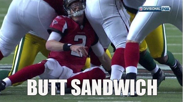 atlanta falcons matt ryan gets a butt sandwich game from patriots 2015 atlanta falcons matt ryan gets a butt sandwich game from patriots 2015