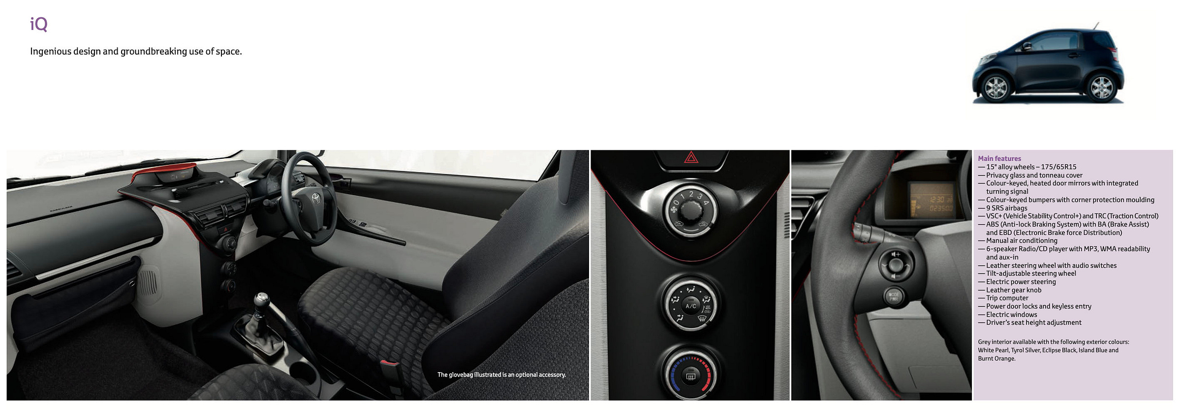 Toyota iQ 2012 UK brochure interior Toyota iQ 2012 UK brochure interior