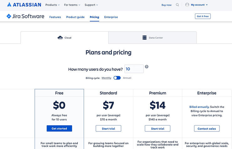 Jira freemium pricing plans. Allows small teams to experience it for free before spreading it to other teams in the organisation. Jira freemium pricing plans. Allows small teams to experience it for free before spreading it to other teams in the organisation.