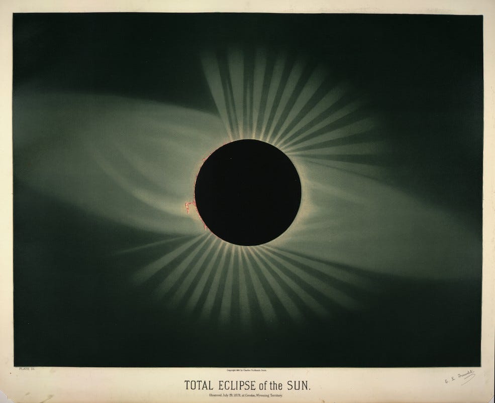 An image added by cosmos on Jul 11, 2024. May present: victorian space illustration, solar eclipse, drawing, image.