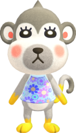 Artwork of Shari the Monkey from Animal Crossing.
