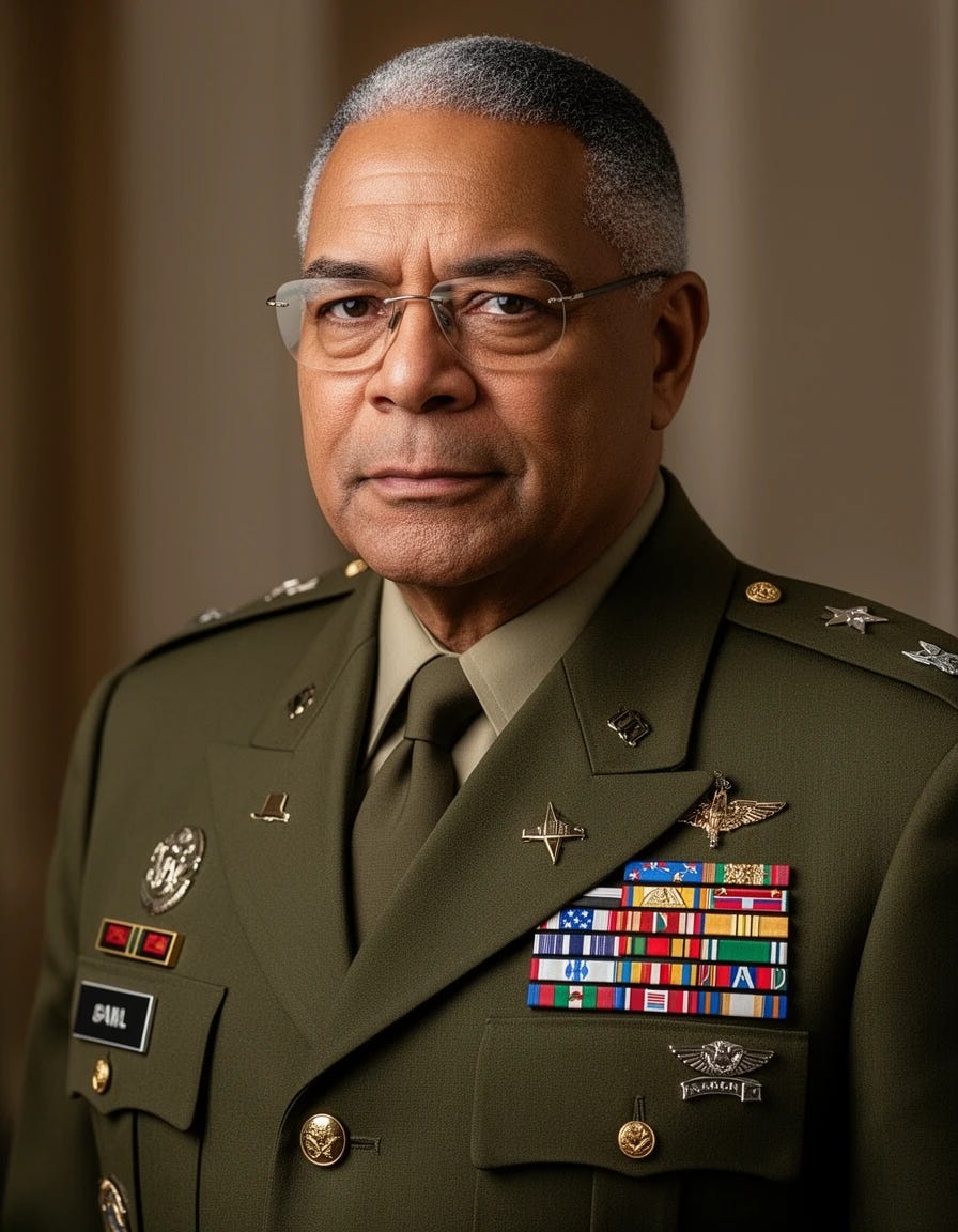 Colin Powell former joint chief of staff and secretary of state wearing glasses wearing military uniform Colin Powell former joint chief of staff and secretary of state wearing glasses wearing military uniform