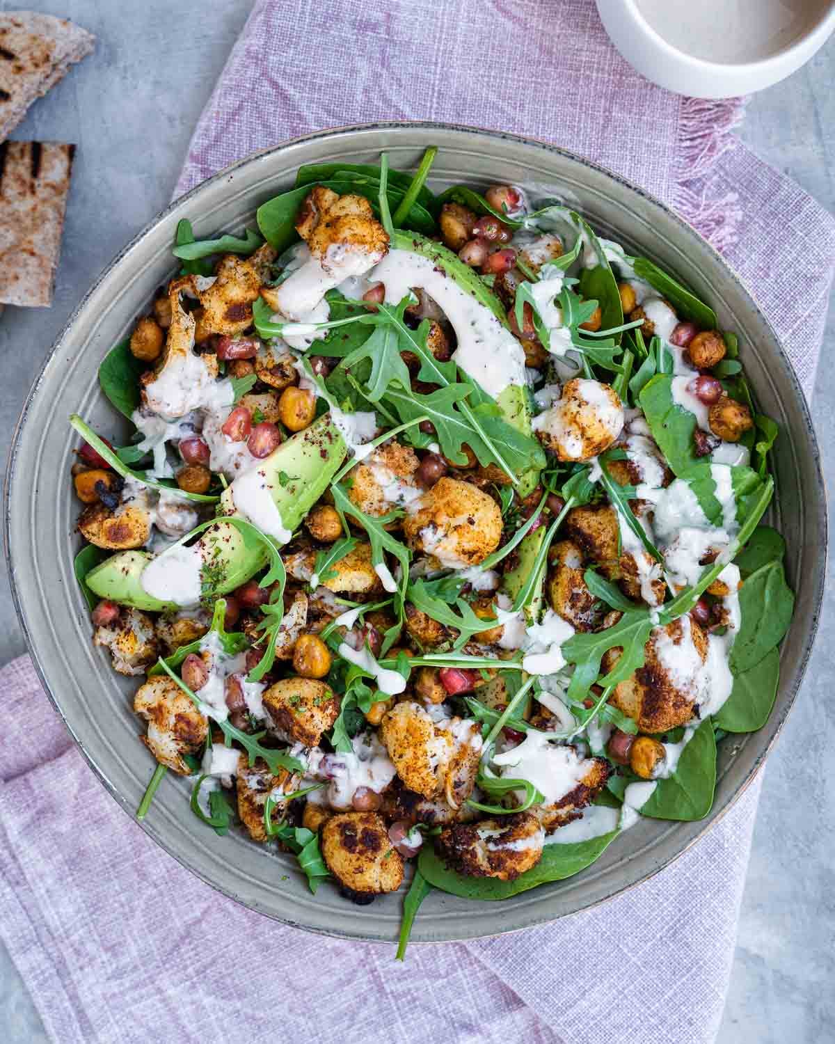 Roasted Cauliflower Salad with Tahini Dressing