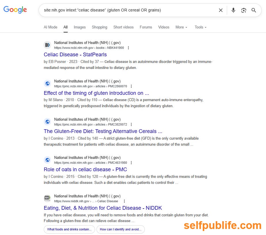 Screenshot of Google Dork query of NIH website. Screenshot of Google Dork query of NIH website.