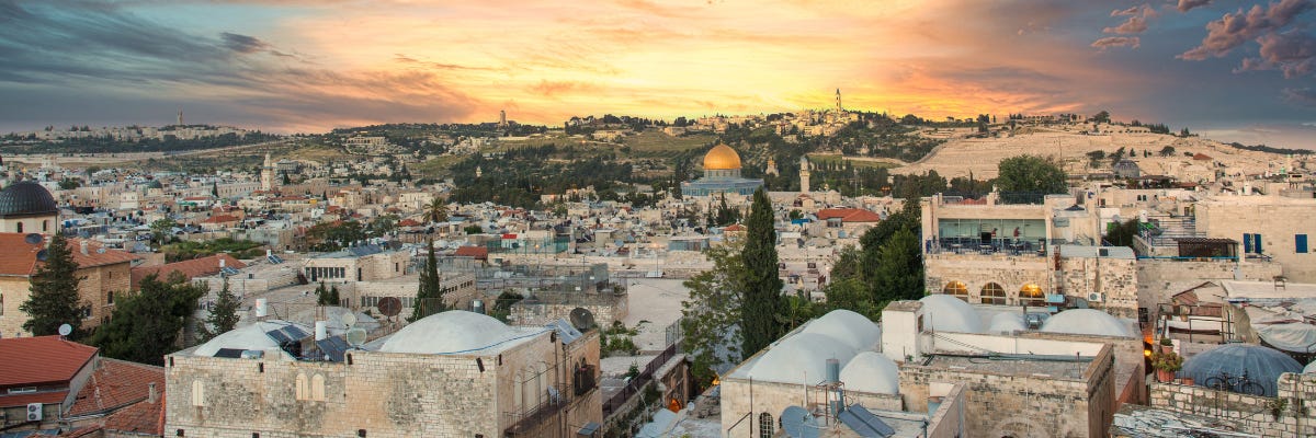 Modern day Jerusalem at sunrise