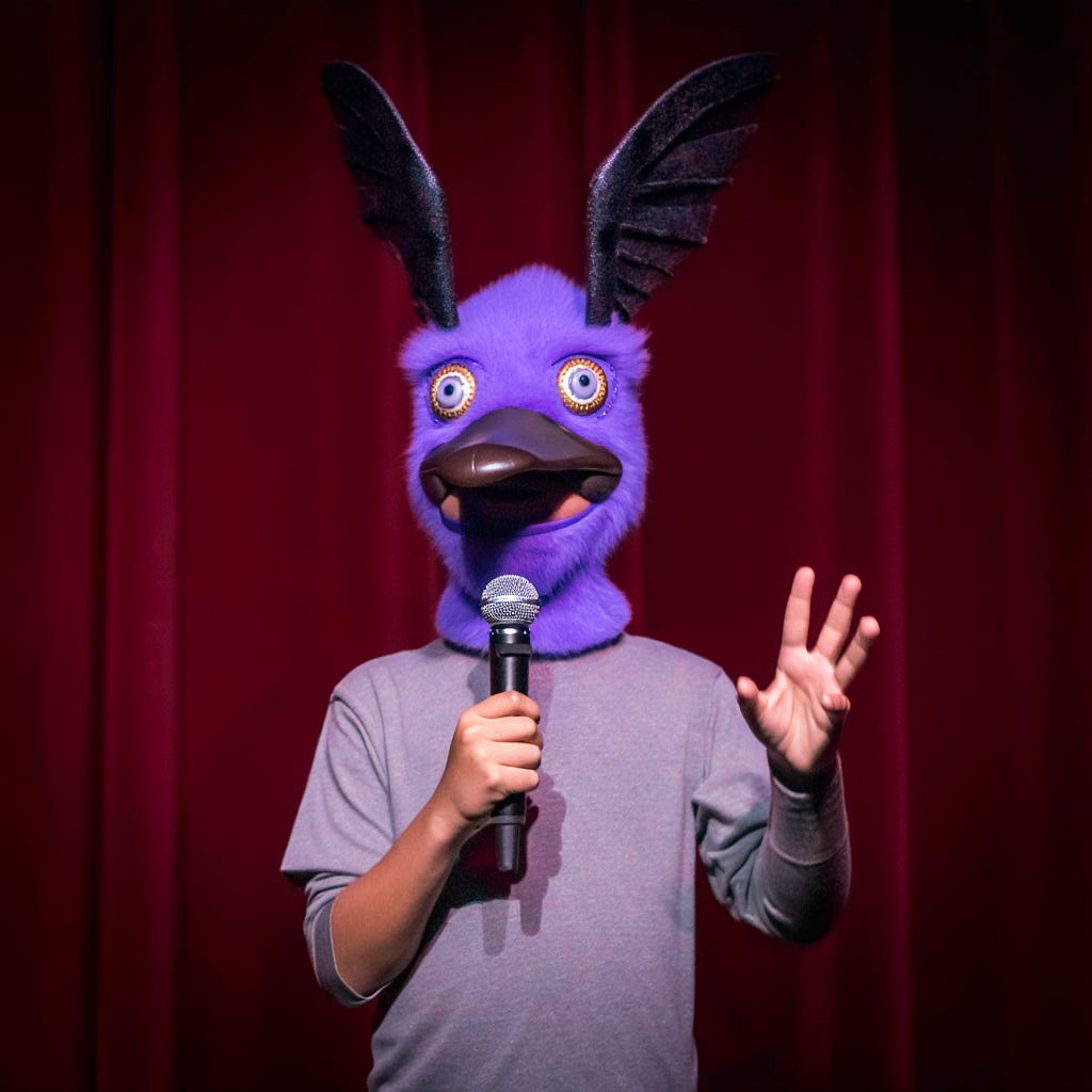 "I should not be!" - purple abomination by Reve 1.0