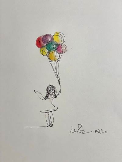 A drawing of a child holding balloons

AI-generated content may be incorrect.