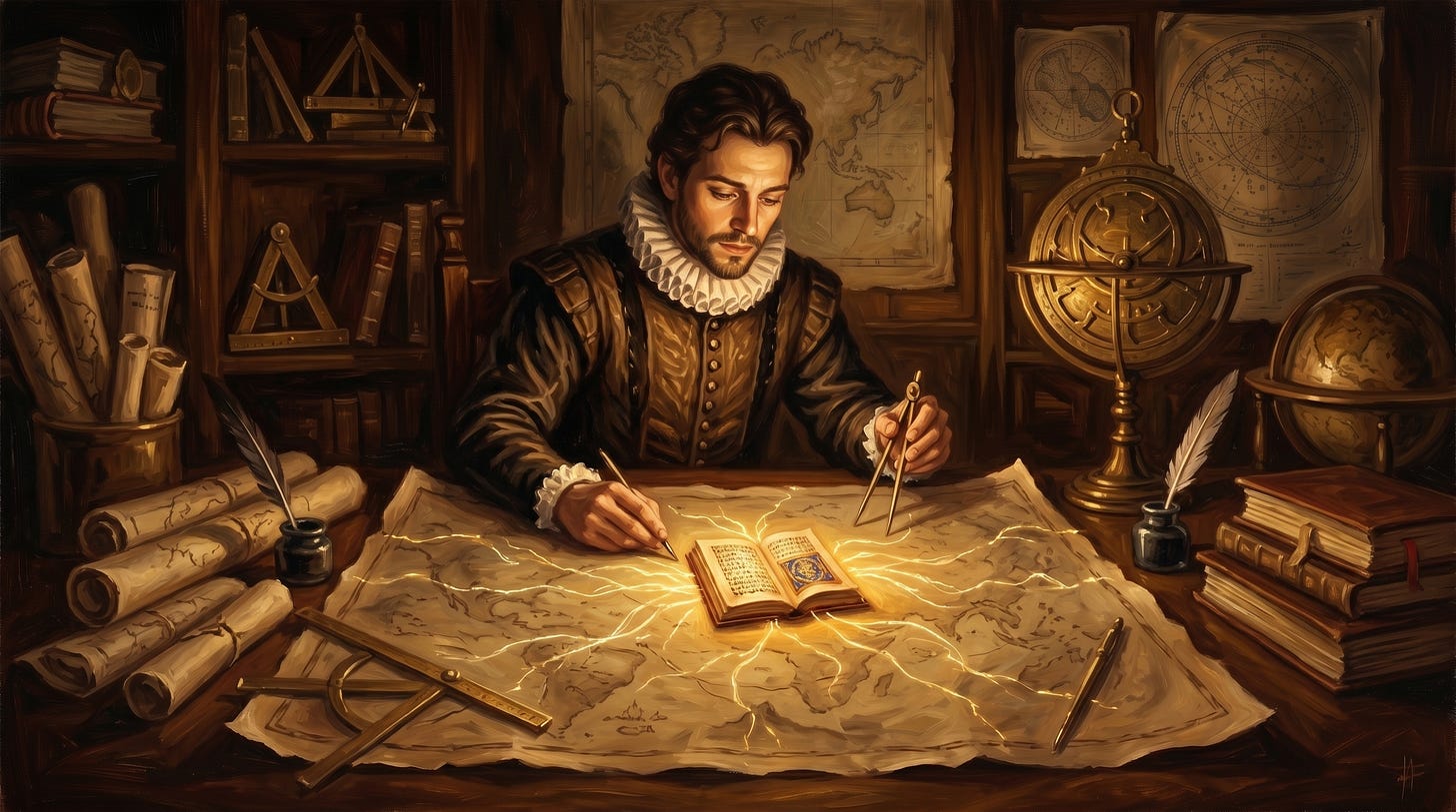 Illustration showing a man building his weekly SEO brief using Google Search Console