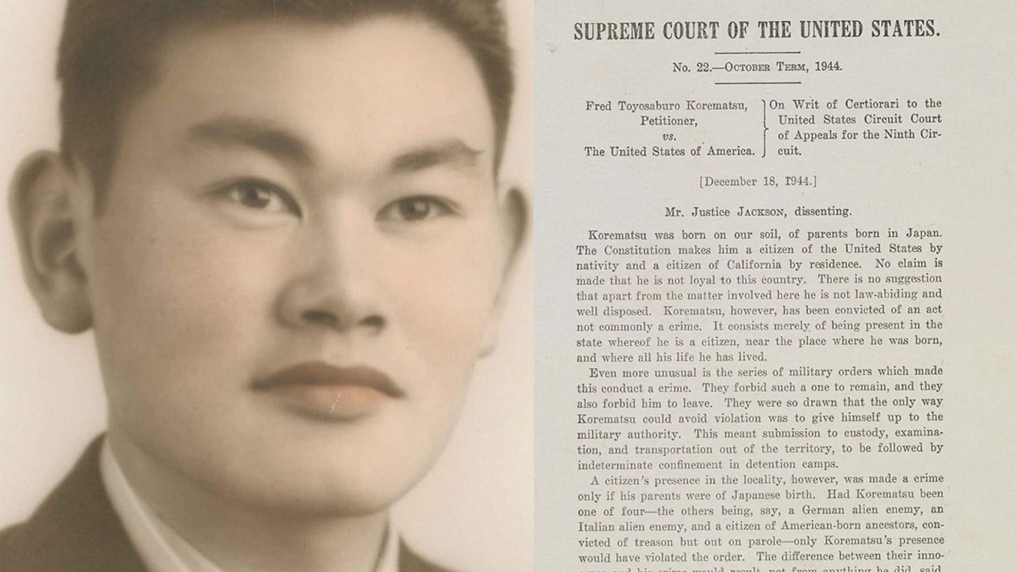 Dec. 18, 1944: U.S. Supreme Court Rules Against Fred Korematsu; Declares Denial of Civil Liberties Legal - Zinn Education Project Dec. 18, 1944: U.S. Supreme Court Rules Against Fred Korematsu; Declares Denial of Civil Liberties Legal - Zinn Education Project