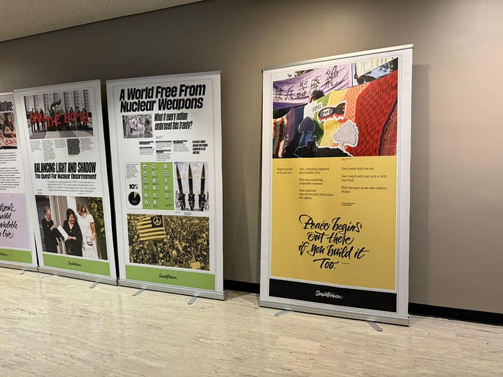 Before and after of damaged exhibit.