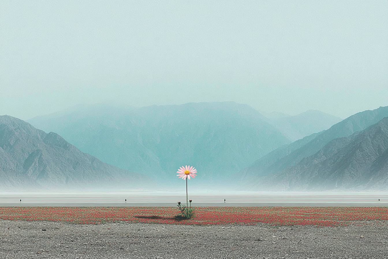 a solitary daisy in the middle of a barren wasteland a solitary daisy in the middle of a barren wasteland