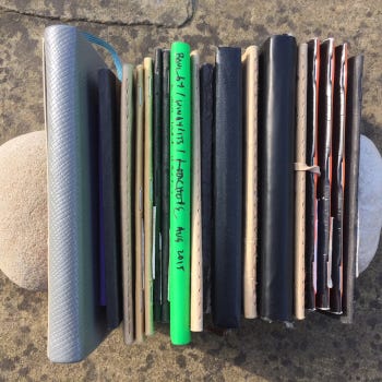 LEFT TO RIGHT, TOP TO BOTTOM: Andrew Singleton [author photo]; Robert Macfarlane’s notes for Underland [Robert Macfarlane]; Detail from Shay Mirk’s comic about Rachael Harms Mahlandt [mirkwork.com]; Avijit Ghosh and Elaine Zhu and Shayne Longpre [evijit.io; LinkedIn; shaynelongpre.com]; Dogs of the Intersection, from Cloud Report [Christine Tyler Hill]; Kwame Anthony Appiah as The Ethicist [Tomi Um]