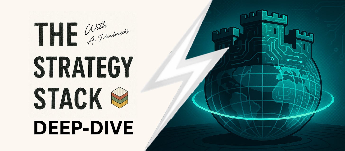 Abstract visualization of interconnected digital ecosystems and networks, symbolizing the evolution from asset-heavy industrial models to AI-driven, adaptive, and orchestrated digital business systems.