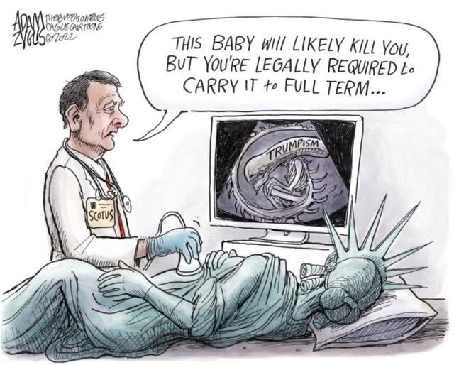 May be an image of ‎text that says '‎ADA Heueu ZlStozour oEC CGLECARTINNG MTHOBUTTHONENS CAGLECA ဟတ2တလ THIS BABy Will LIKELY KILL YOU, BUT YOU'RE LEGALLY REQUIRED to CARRY to FULL TERM... SCOTUS TRUMPISIN מבקנה M‎'‎