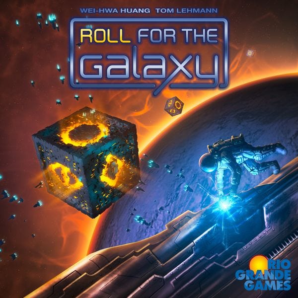 Roll for the Galaxy, Rio Grande Games, 2014 (image provided by the publisher) Roll for the Galaxy, Rio Grande Games, 2014 (image provided by the publisher)