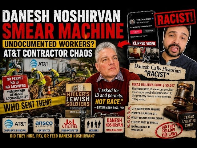 Danesh Found the Wrong Marine: Dr. Bryan Rigg asked for documentation. The Woke Mob says he's racist. AT&T, ANSCO, and J&L face questions.