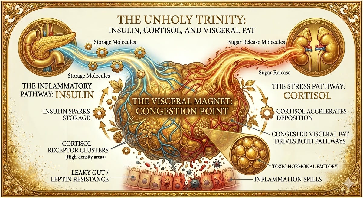 Visual of Insulin, Cortisol and Visceral Fat