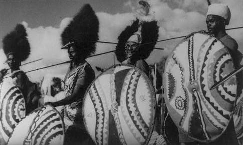 HistoricalFindings Photo: Nandi Warriors,Kenyan Tribes,East Africa,4 Men with Spears &amp; Shields,1938-1940