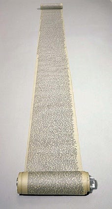 Jack Kerouac's scroll manuscript of On the Road. Jack Kerouac's scroll manuscript of On the Road.