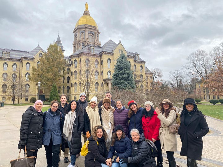 P2G Women's Delegation visits campus of the University of Notre Dame and Law School.