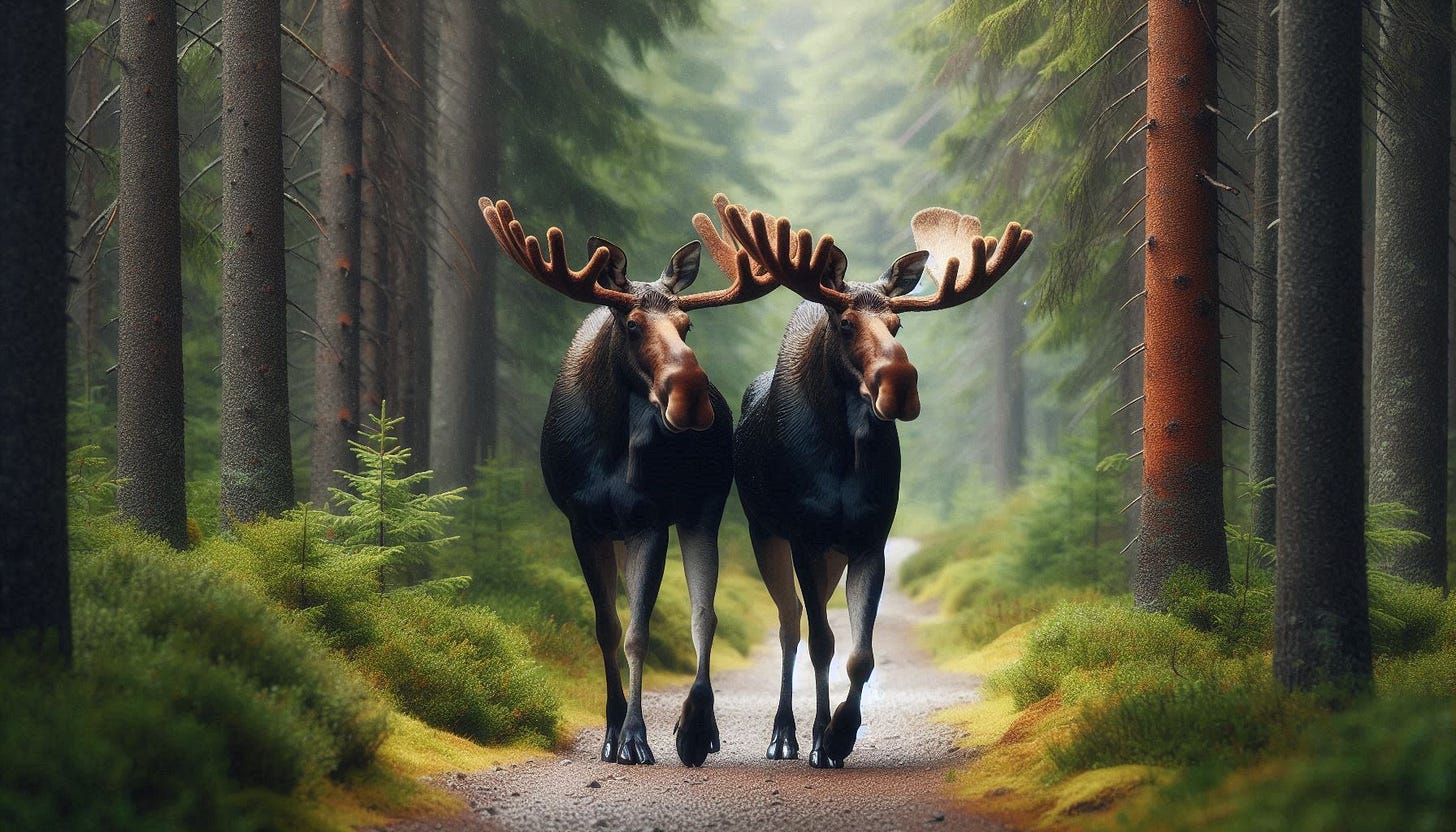 Two moose walking on a path

AI-generated content may be incorrect.