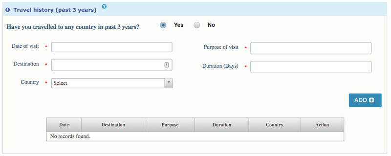 Pakistan visa question about travel history