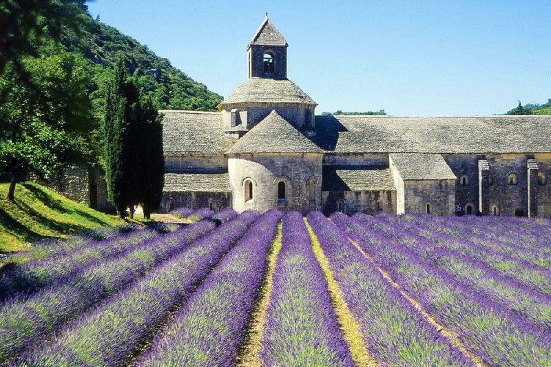 Monks at Senanque Abbey in Provence divide their day between prayer and work, which includes tending their perfect rows of lavender. Monks at Senanque Abbey in Provence divide their day between prayer and work, which includes tending their perfect rows of lavender.