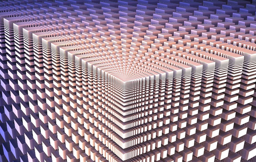 Gray and purple abstract illustration, optical illusion, cube, tunnel ...