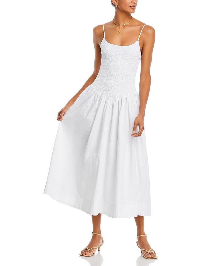 Lucy Paris Women's Hazel Smocked Dropped Waist Dress - White - Size M