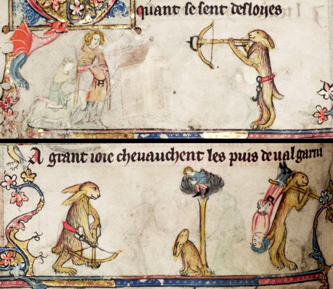 Medieval Illumination: "Hare with a crossbow. Roman d'…" - Mastodon Medieval Illumination: "Hare with a crossbow. Roman d'…" - Mastodon