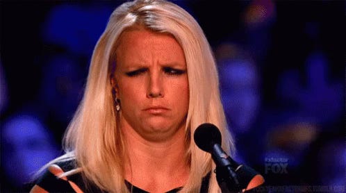 Britney Spears confused face animated GIF.
