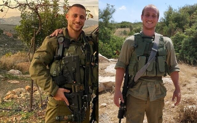 Yishay (left) and Noam Slotkin (IDF)