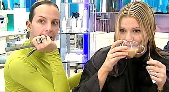 In Channel 4 docusoap The Salon, stylist Ricardo gossips with Kerry Katona