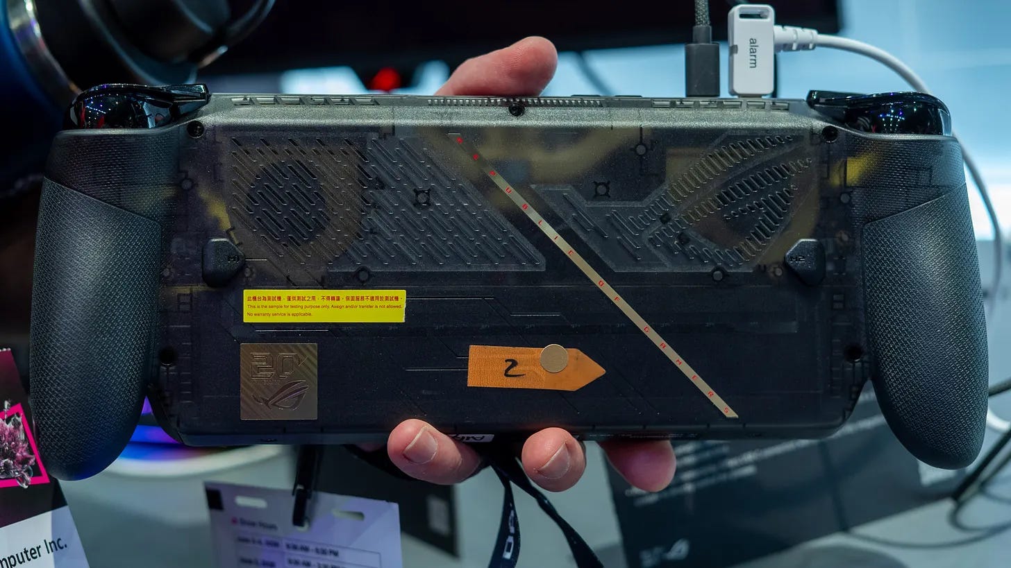 Back of the Asus ROG Xbox Ally X20 Back of the Asus ROG Xbox Ally X20