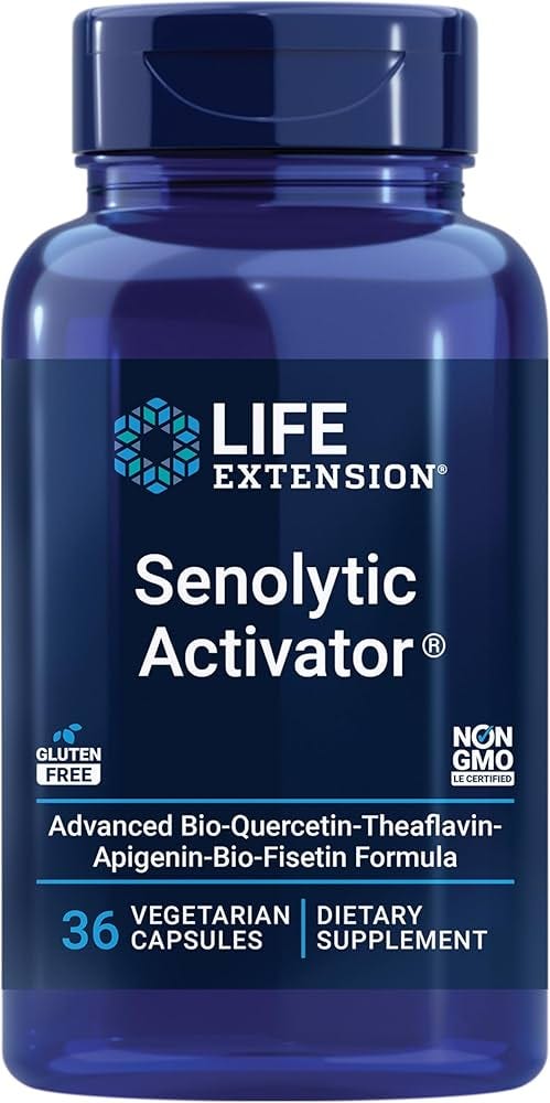 Amazon.com: Life Extension Senolytic Activator®, healthy aging, cellular health support, bioavailable quercetin and fisetin, apigenin, black tea theaflavins, gluten free, non-GMO, vegetarian, 36 capsules Amazon.com: Life Extension Senolytic Activator®, healthy aging, cellular health support, bioavailable quercetin and fisetin, apigenin, black tea theaflavins, gluten free, non-GMO, vegetarian, 36 capsules