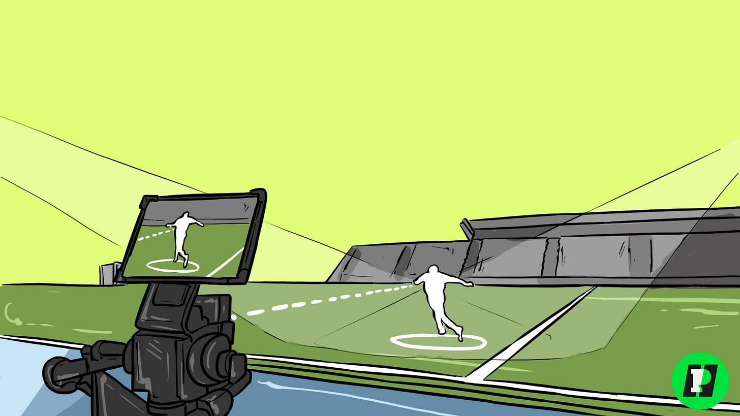 drawing of camera viewing athlete