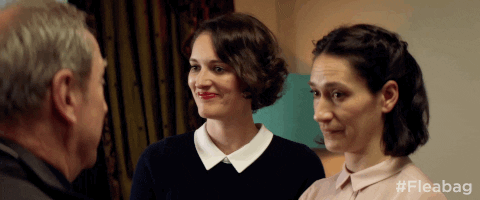 (l to r): Bill Paterson, Phoebe Waller-Bridge, and Sian Clifford in 'Fleabag'